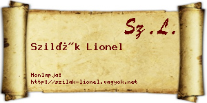 Szilák Lionel névjegykártya